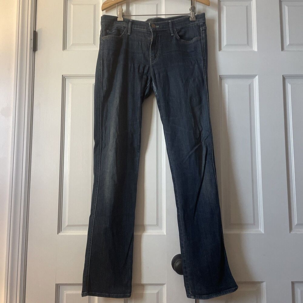 MOTHER The Rascal Straight Jeans Here Kitty Kitty Dark Wash Stretch Denim 31